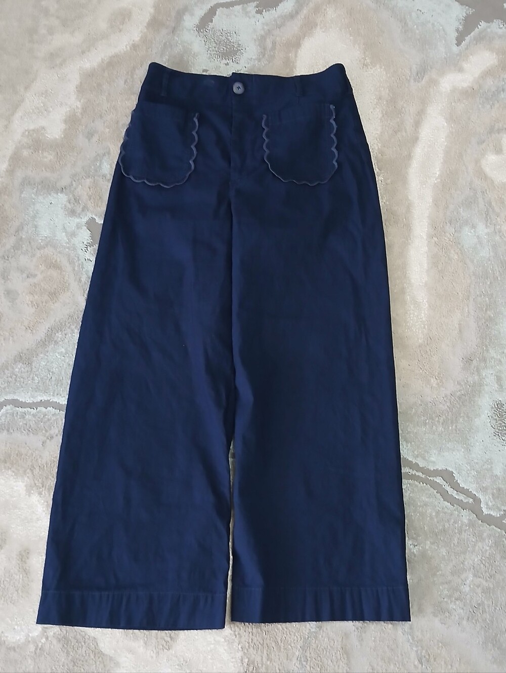 Maeve Colette Scallop High-Rise Wide-Leg Pants